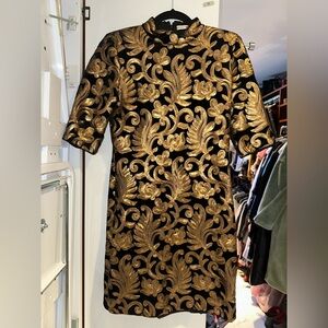 Elegant Black and Gold Floral Dress